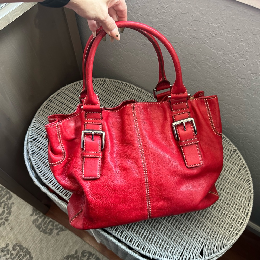 Michael Kors Red Leather Double Handle Bag